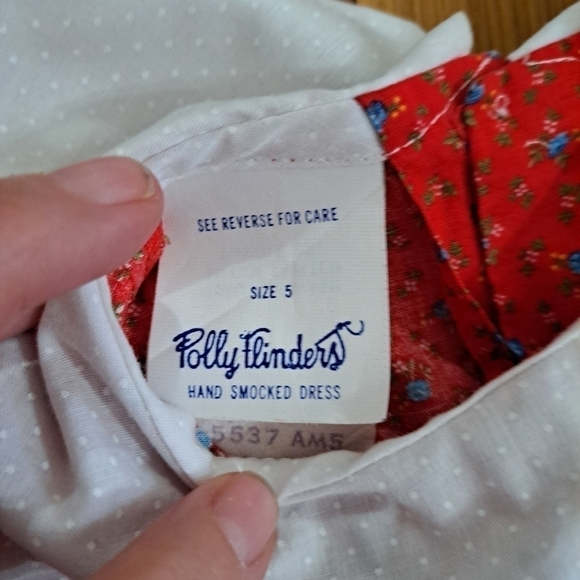 Vintage Girls Size 5 Polly Flinders Hand Smocked Dress Embroidered Sleeveless - Picture 3 of 10